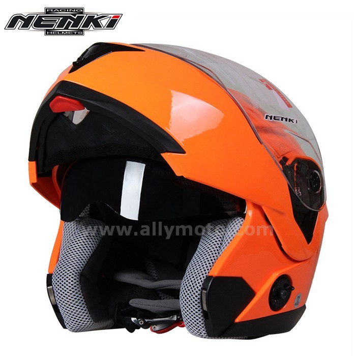 129 Nenki Full Face Helmet Men Women Street Motorbike Racing Modular Flip Up Dual Visor Sun Shield Lens